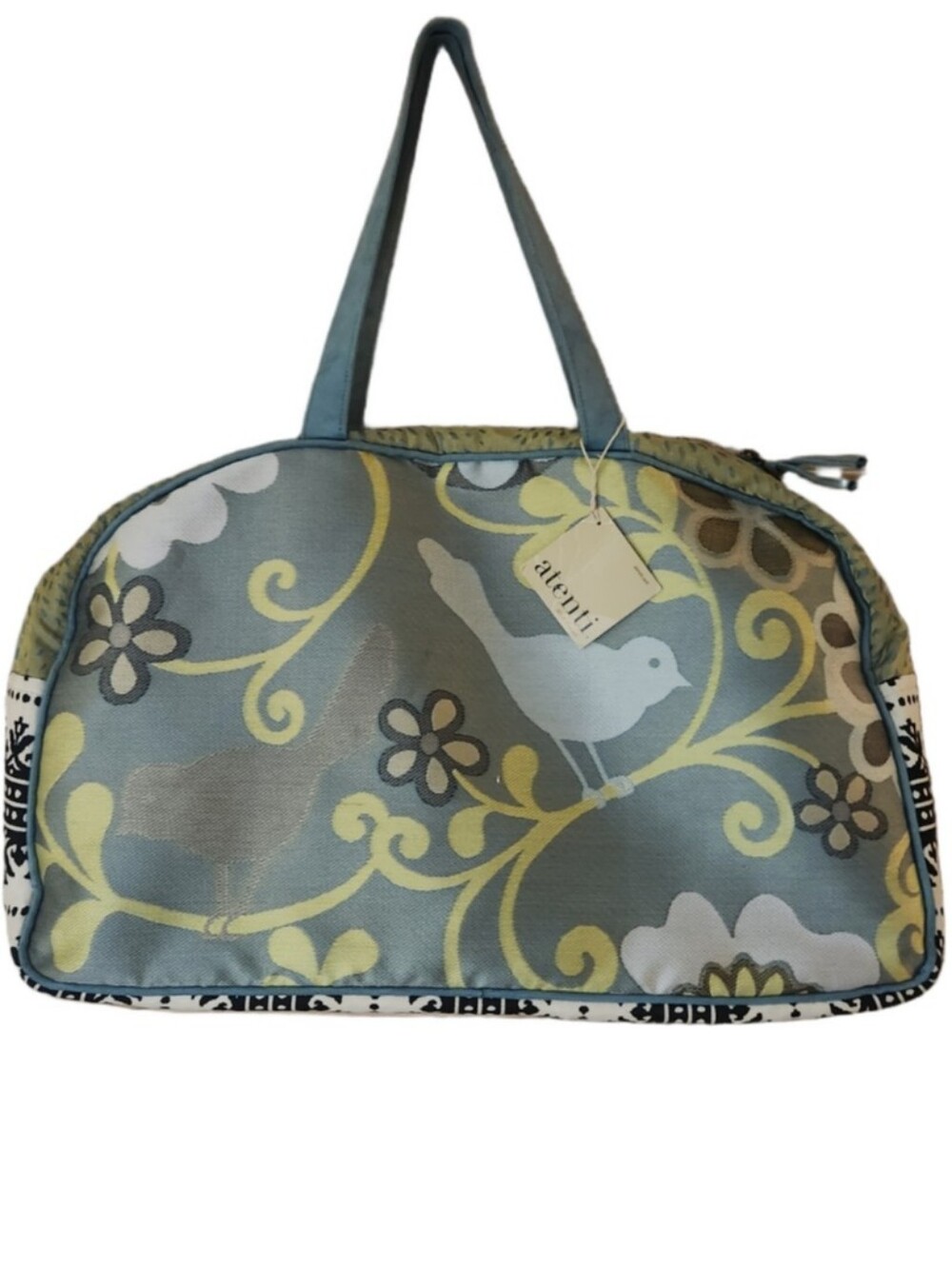 Atenti Floral Bird Print Overnighter Tote Bag Nwt